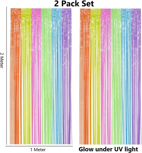 Pack neon tinsel curtains 6 - neon,