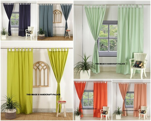 2pc solid cotton curtain - 2pc,