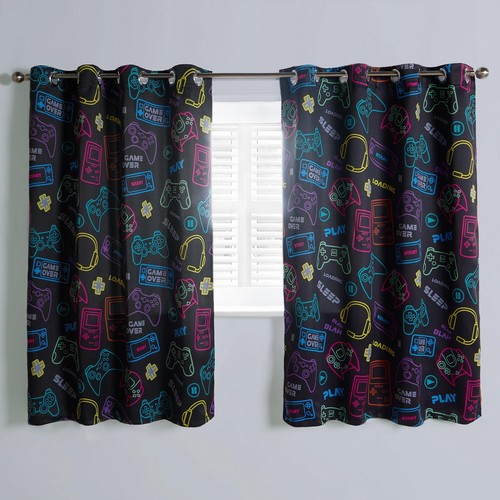 Gaming eyelet curtains pair - gaming,
