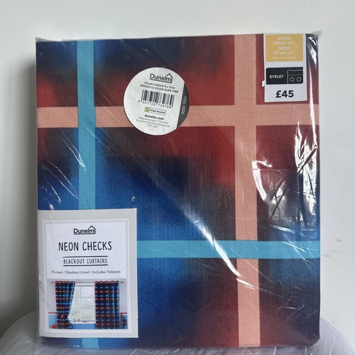 Dunelm red blue neon checks - red, &