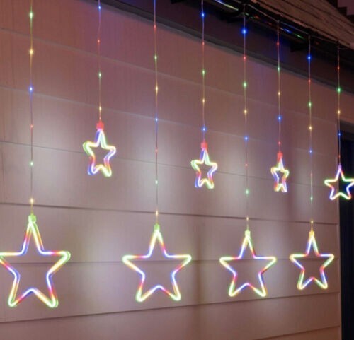 Christmas lights star curtain - lights,