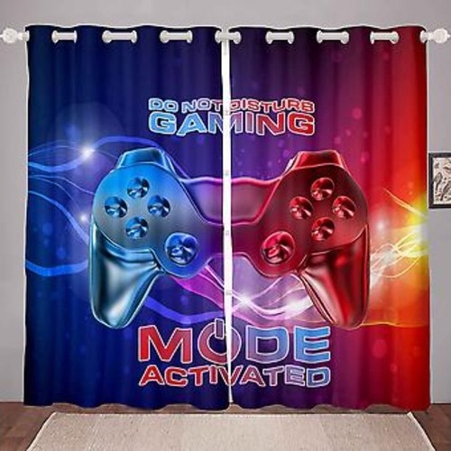 Neon arcade game curtains - arcade,